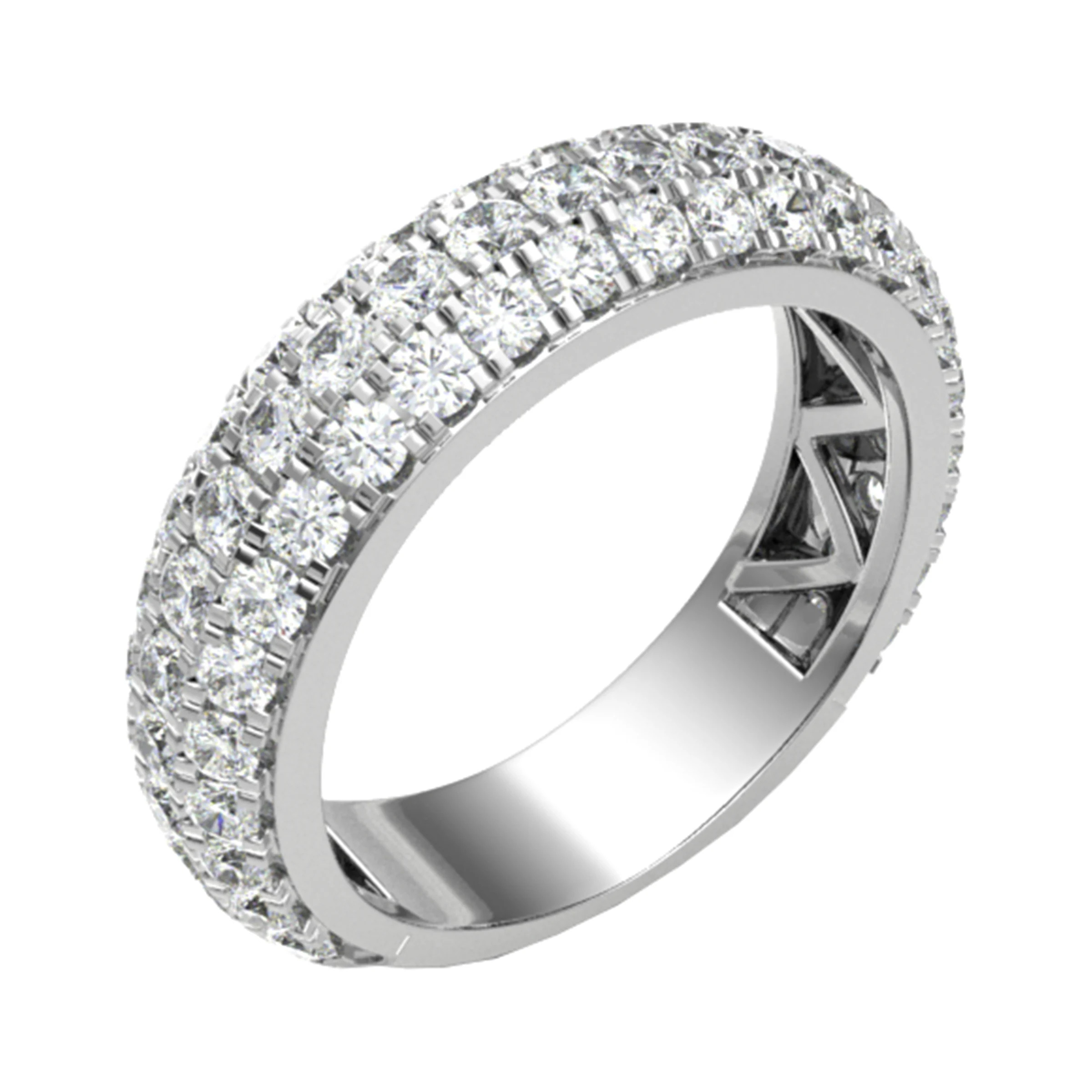5mm 1.50 Carat Round Diamonds Triple Row Half Eternity Ring with Micro Claw Set