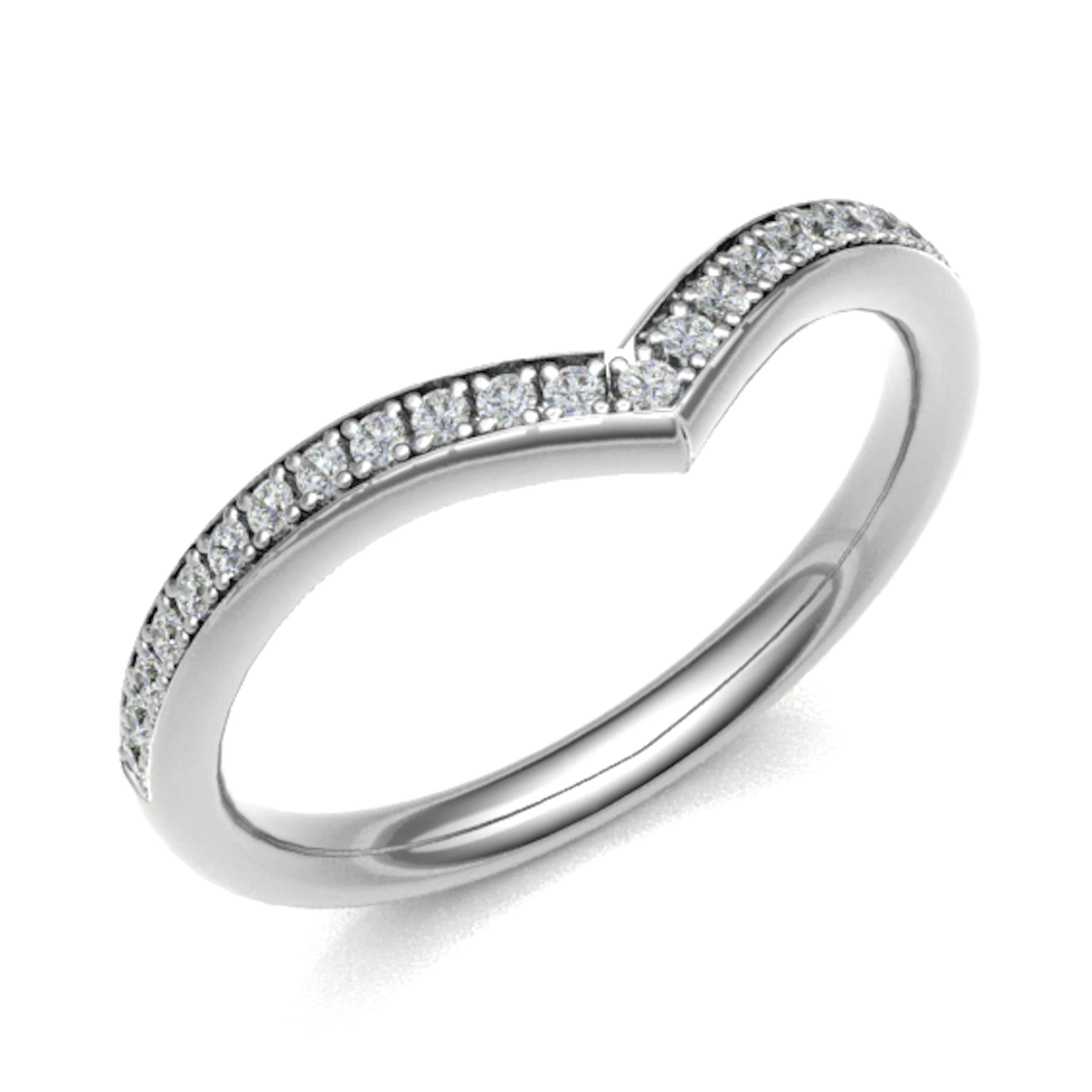 Round Diamonds Wishbone Shaped Half Eternity Ring With Grain Set