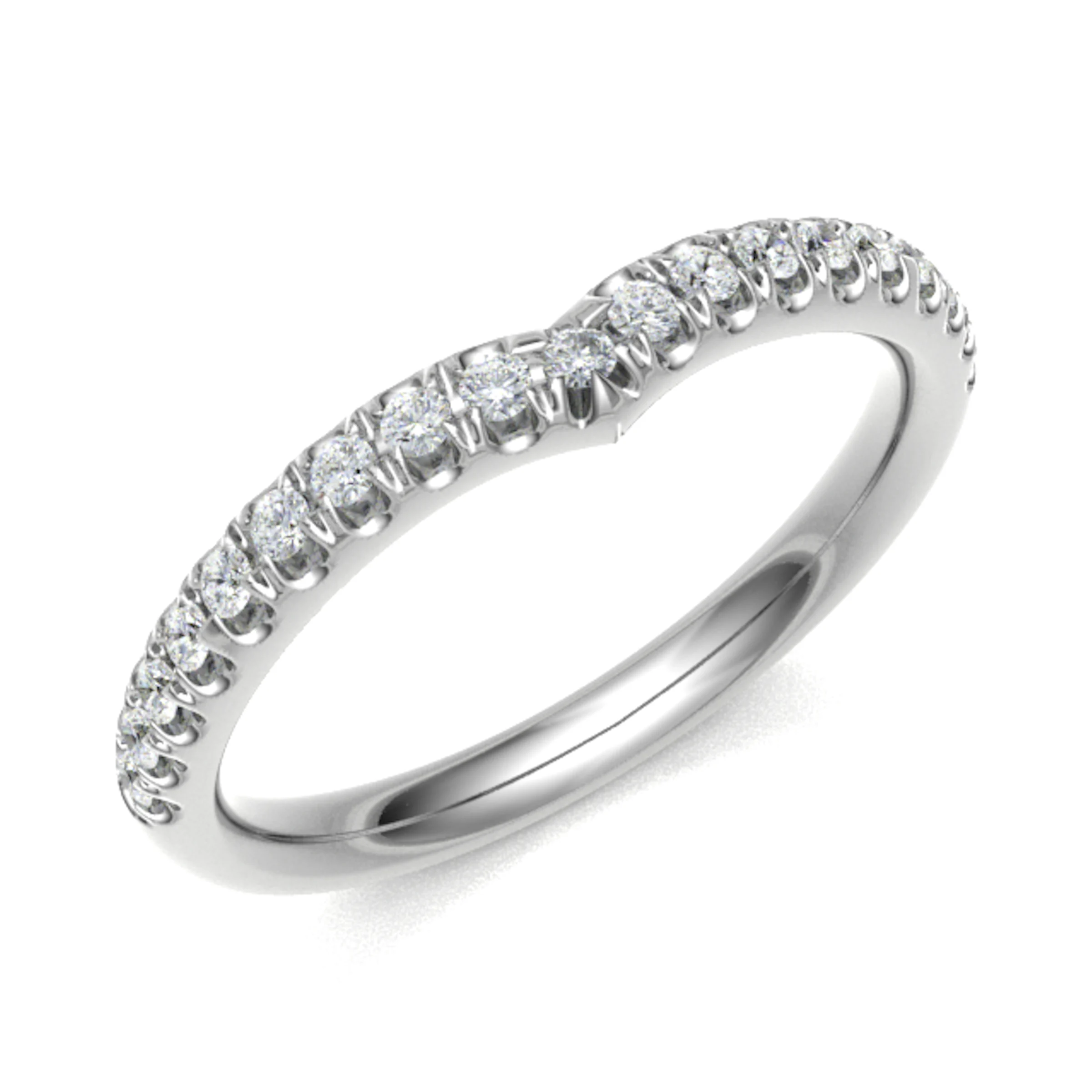 2.1mm 0.20 Carat Round Diamonds Wishbone Shaped Half Eternity Ring with Micro Claw Set