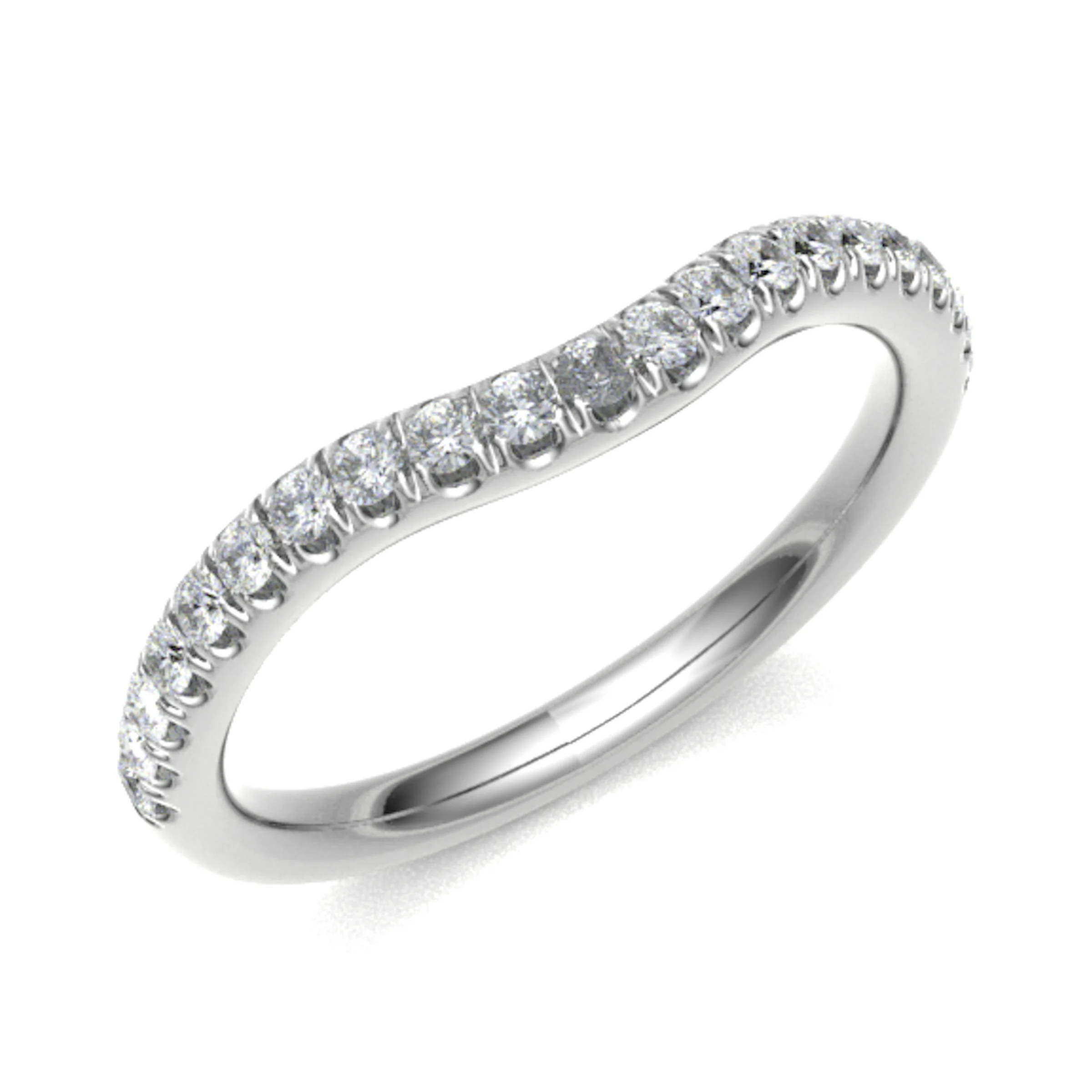 2mm 0.20 Carat Round Diamonds Curve Shaped Half Eternity Ring with Micro Claw Set