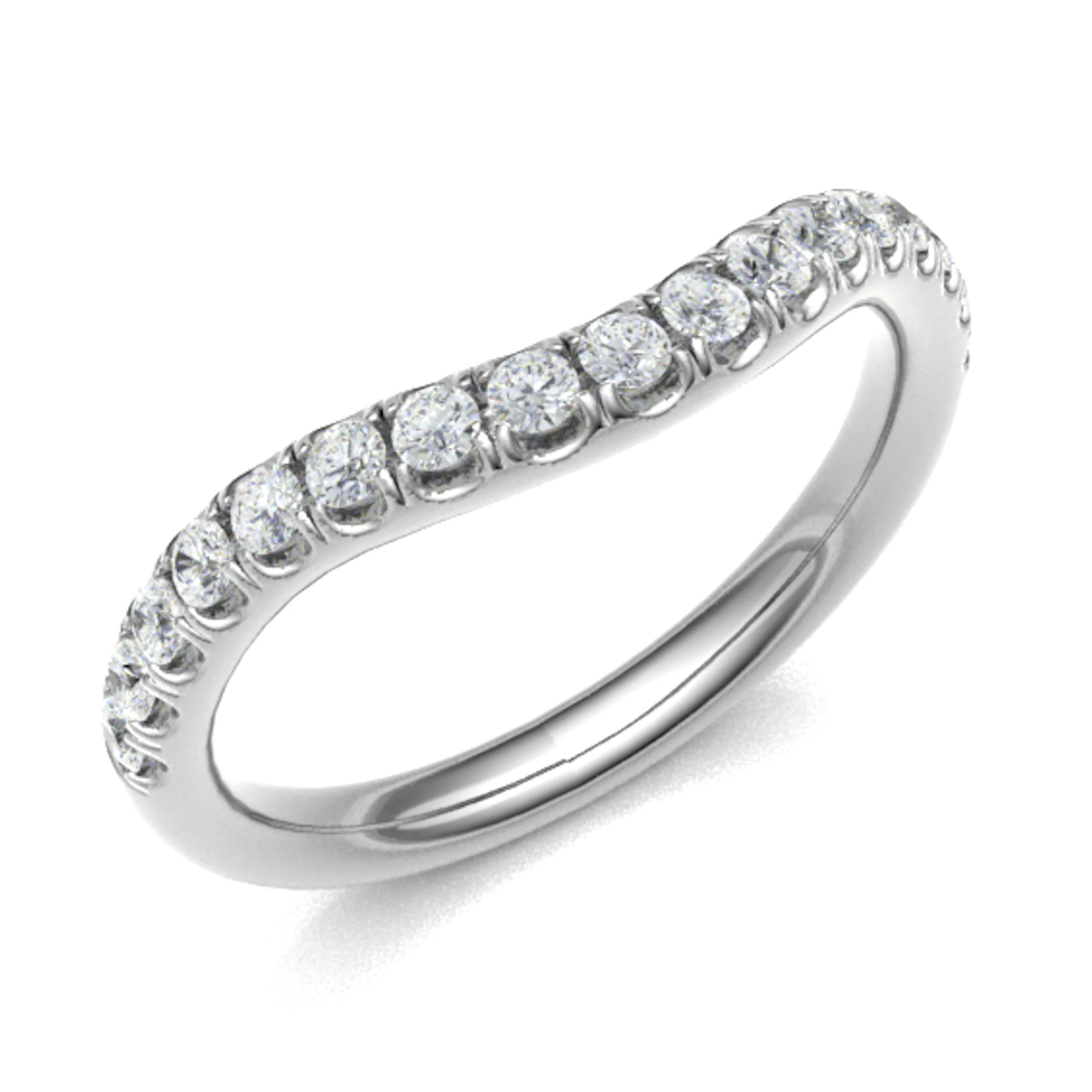 2.3mm 0.33 Carat Round Diamonds Curve Shaped Half Eternity Ring with Micro Claw Set