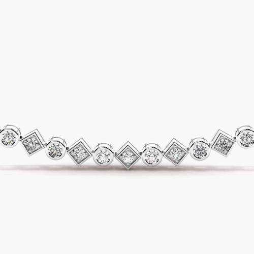 Tangerine Natural Diamond Bezel Set  Necklace