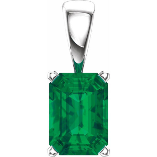 Galanthus 1.00 Carat Emerald 4 Prong  Necklace