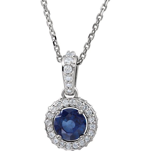Panalin Blue Sapphire 4 Prong  Necklace