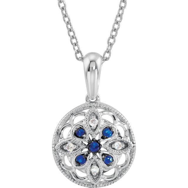 Panchali Blue Sapphire Prong Set  Necklace