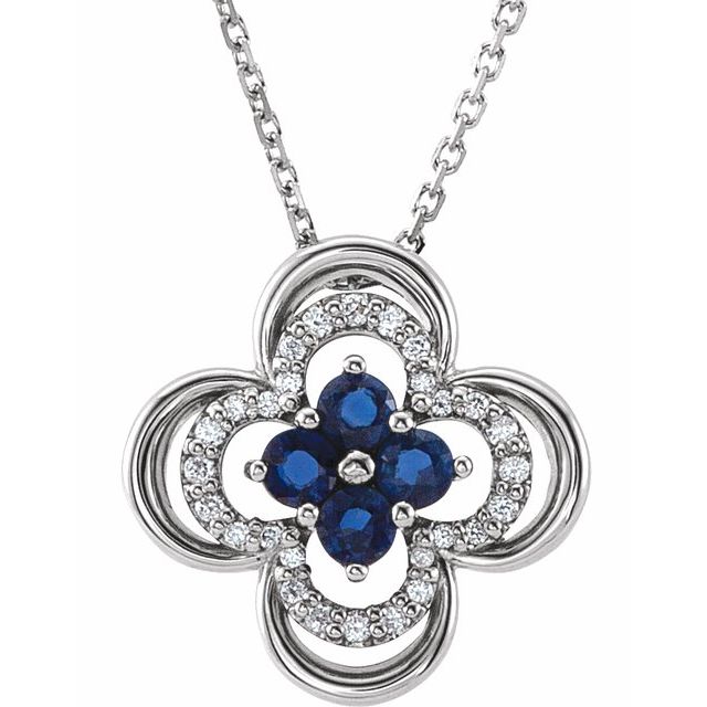 Panchvati 0.46 Carat Blue Sapphire Prong Set  Necklace