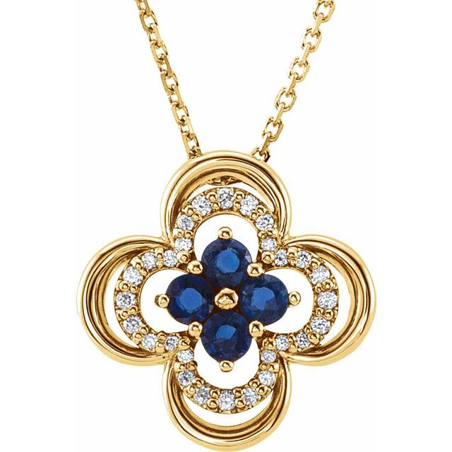 Panchvati Blue Sapphire Prong Set  Necklace