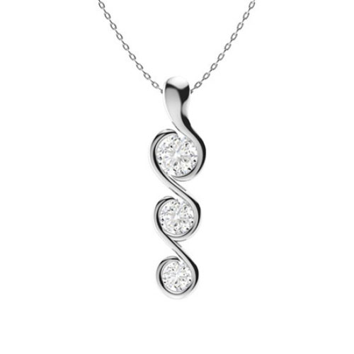 0.50-1.00 carat Semi Bezel Setting Round Diamond Journey Pendant