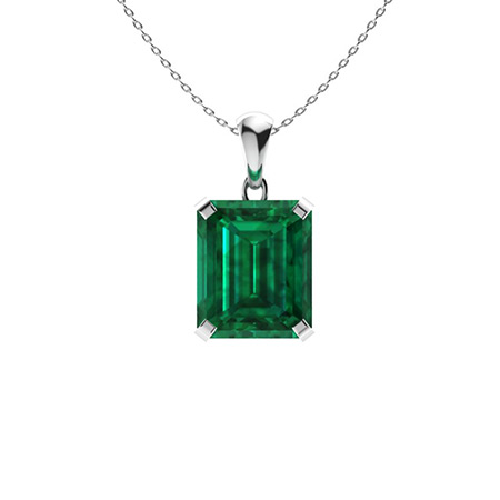 Geranium 1.75 Carat Emerald 4 Claw Set  Necklace