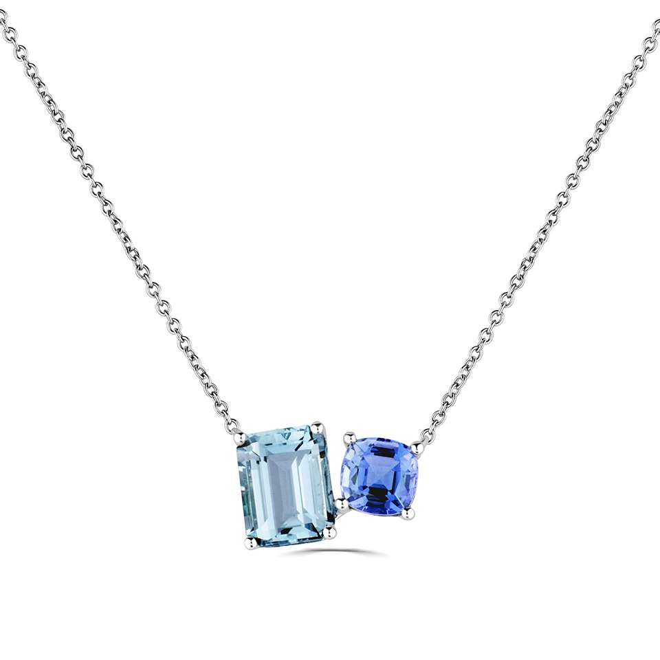 Viviana 3.04 Carat Aquamarine 4 Prong  Necklace