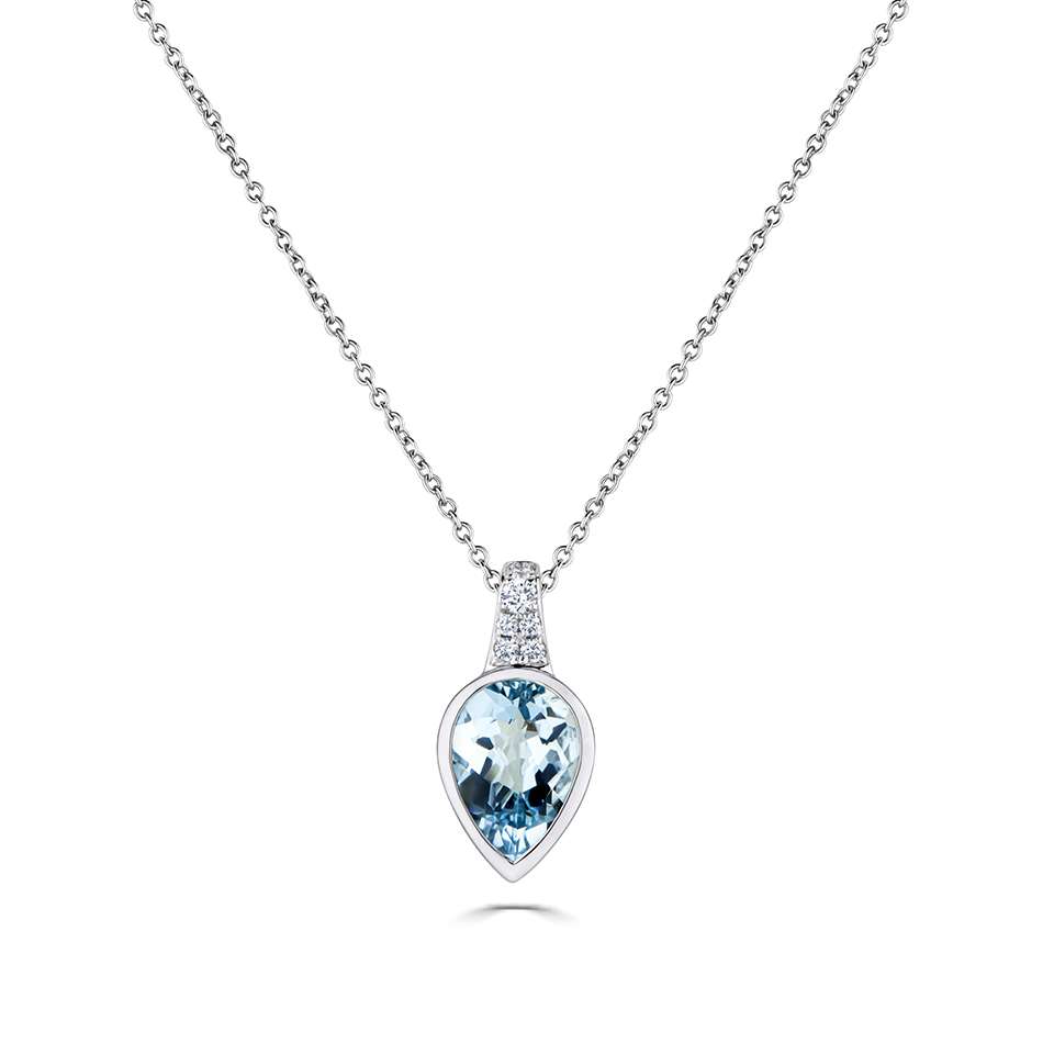 Qasida Aquamarine Bezel Set  Necklace
