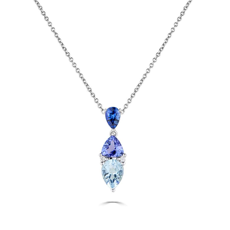 Quintanna Aquamarine Prong Set  Necklace