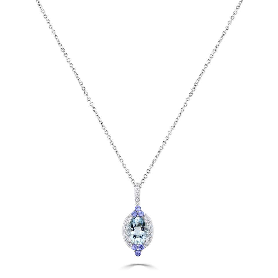 Qanaat 1.35 Carat Aquamarine 4 Prong  Necklace