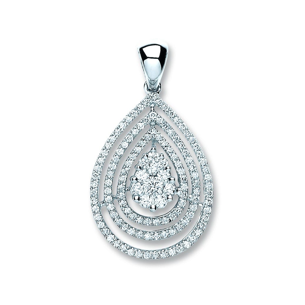 0.6 Ct Natural Diamond Round Cut Trentin  Designer Pendants Necklaces in 18K White Gold