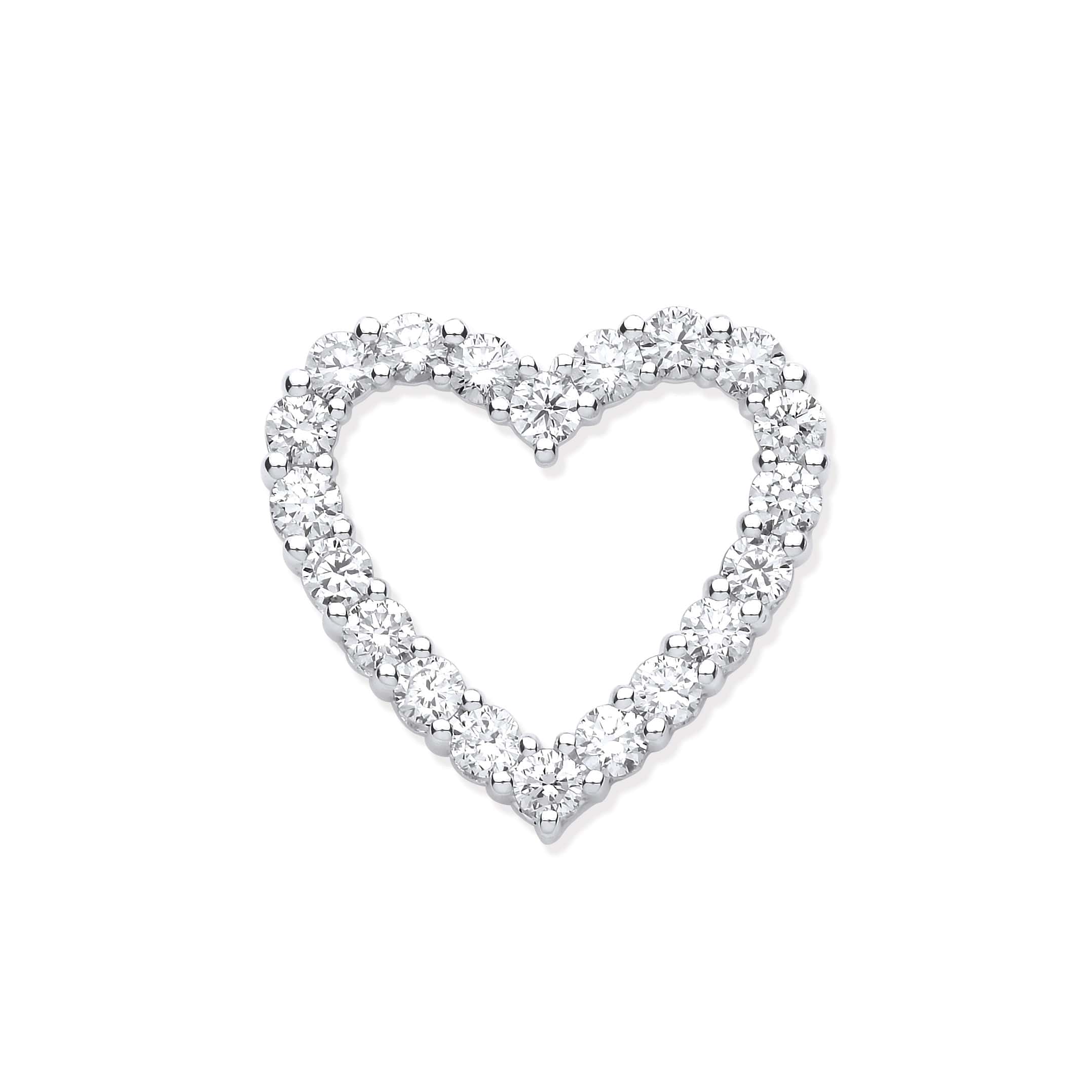 1.01 Ct Natural Diamond Round Cut Prerana  Heart Necklaces in 18K White Gold with chain