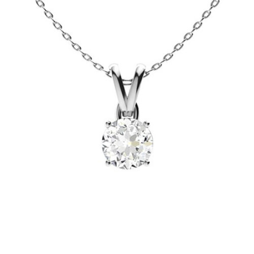 1.00 Carat 4 Prong Natural Round Diamond Solitaire Pendant 
