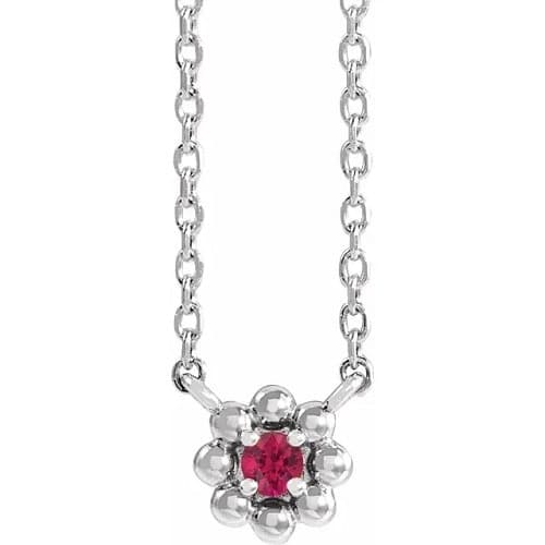 Hypericum 0.05 Carat Natural Ruby 4 Prong  Necklace