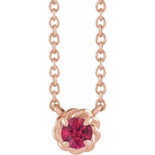 Petaline Natural Ruby 4 Claw Set  Necklace