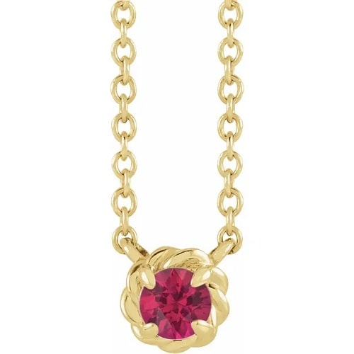 Petaline Natural Ruby 4 Claw Set  Necklace