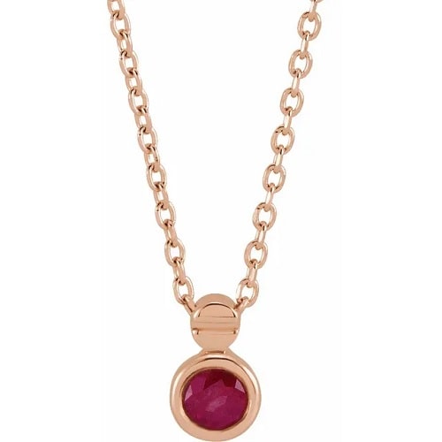Pavana Natural Ruby Bezel Set  Necklace