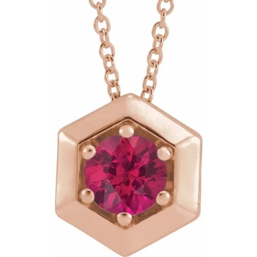 Persimmon Natural Ruby 6 Prong  Necklace
