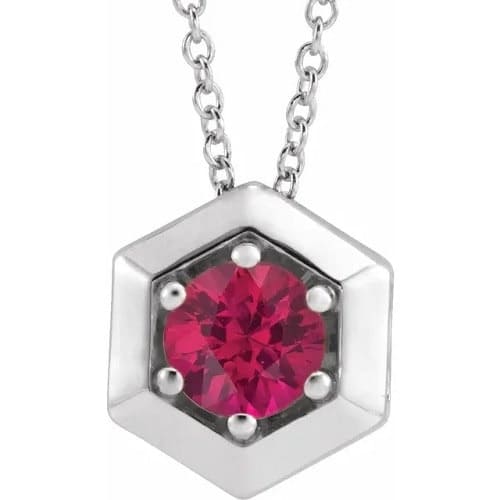 Persimmon 0.60 Carat Natural Ruby 6 Prong  Necklace