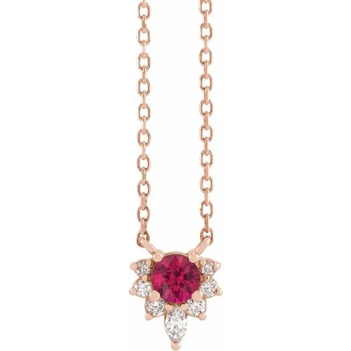 Penne Natural Ruby 4 Prong  Necklace