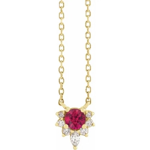 Penne Natural Ruby 4 Prong  Necklace