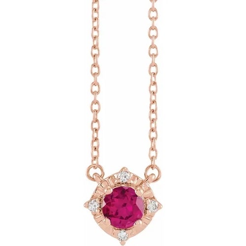 Persefoni Natural Ruby 4 Prong  Necklace