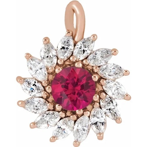Pheya Natural Ruby Prong Set  Necklace