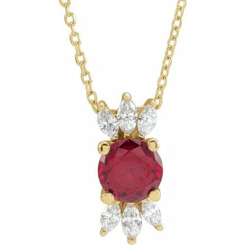 Phoolan Natural Ruby 4 Prong  Necklace