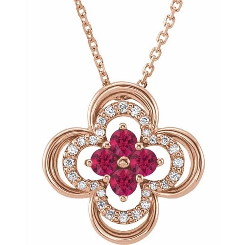 Petrova Natural Ruby 4 Prong  Necklace