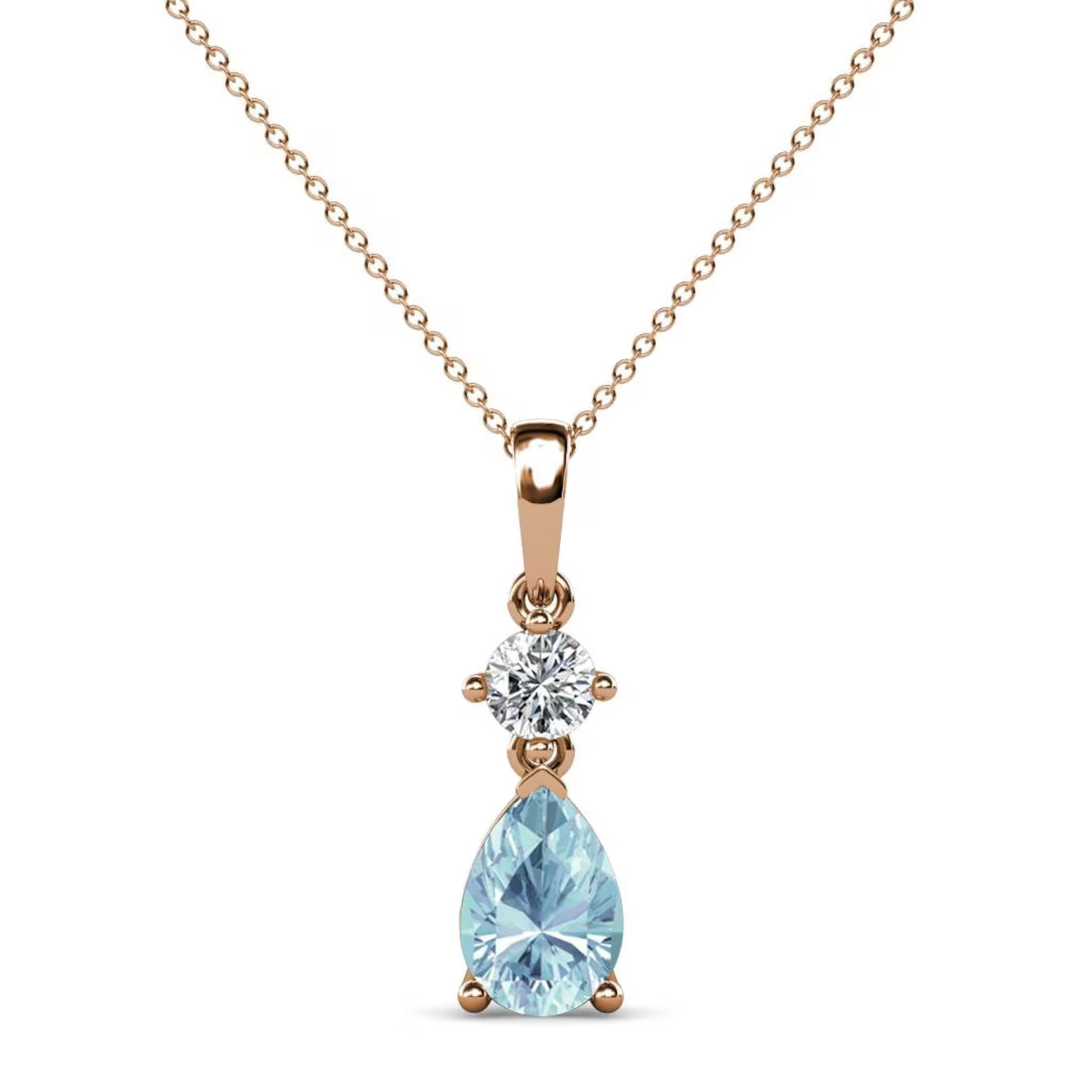 Quiana Aquamarine 3 Prong  Necklace