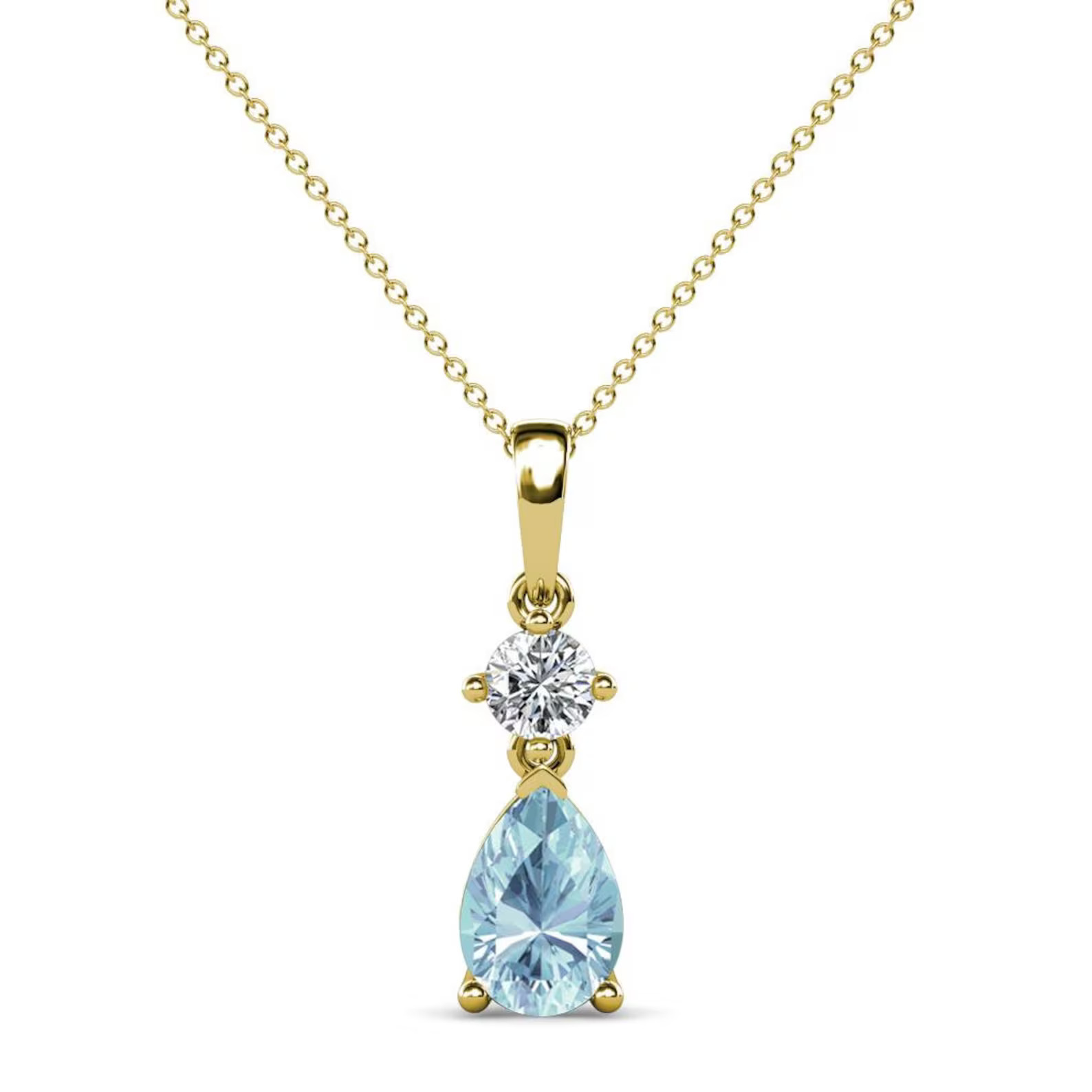 Quiana Aquamarine 3 Prong  Necklace