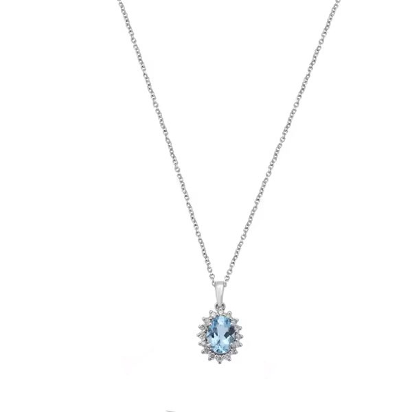 Quintina Aquamarine 4 Prong  Necklace