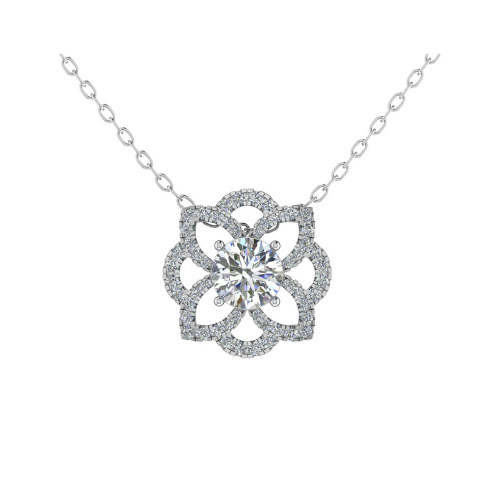 Flower Style 4 Prong Setting Designer Pendant