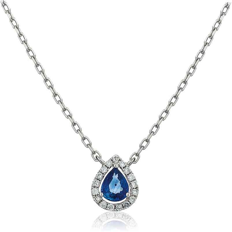0.45 Ct Blue Sapphire Pear Cut Pakima  Necklaces in 18K Rose Gold with chain
