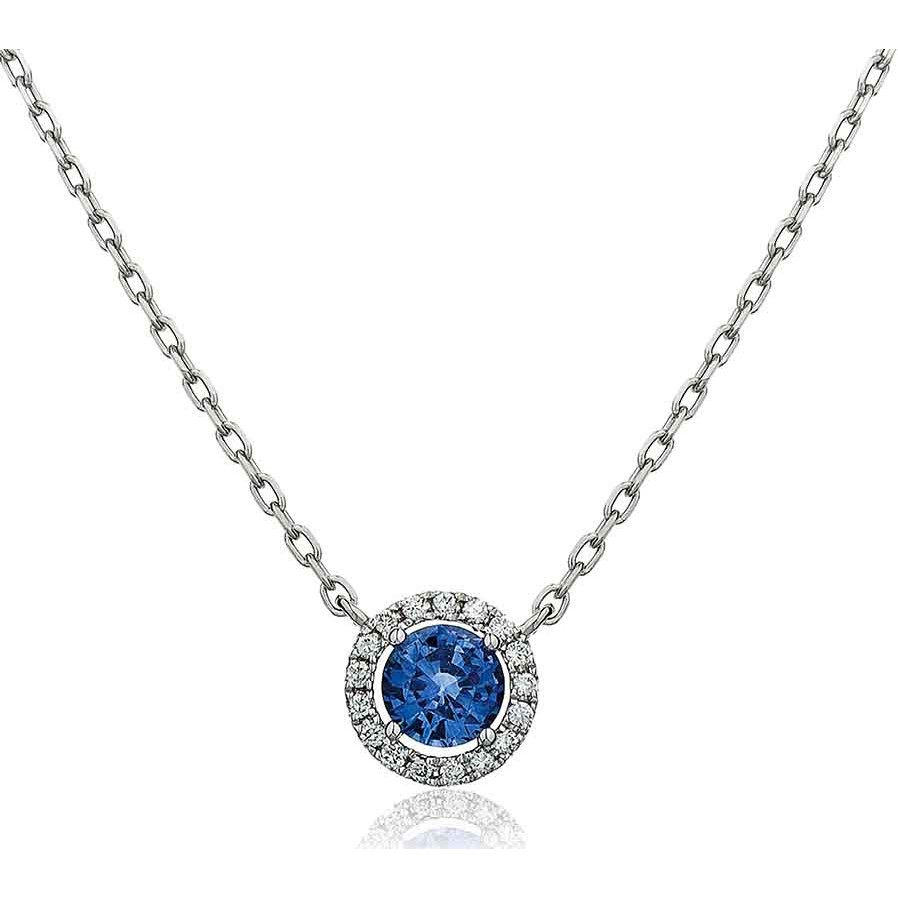 0.75 Ct Blue Sapphire Round Cut Pallavit  Gemstone Pendants Necklaces in 18K Rose Gold with chain
