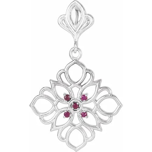 0.10ct Round Ruby Pendant - Natural & Lab-Grown Leaf Shape with Prong Setting