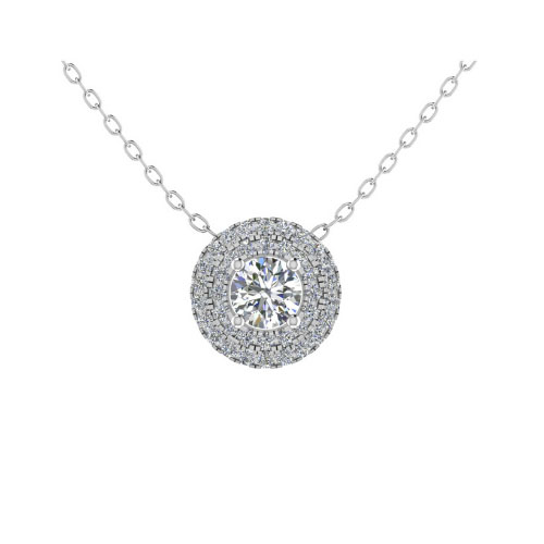 Double Halo Prong Setting Diamond pendant