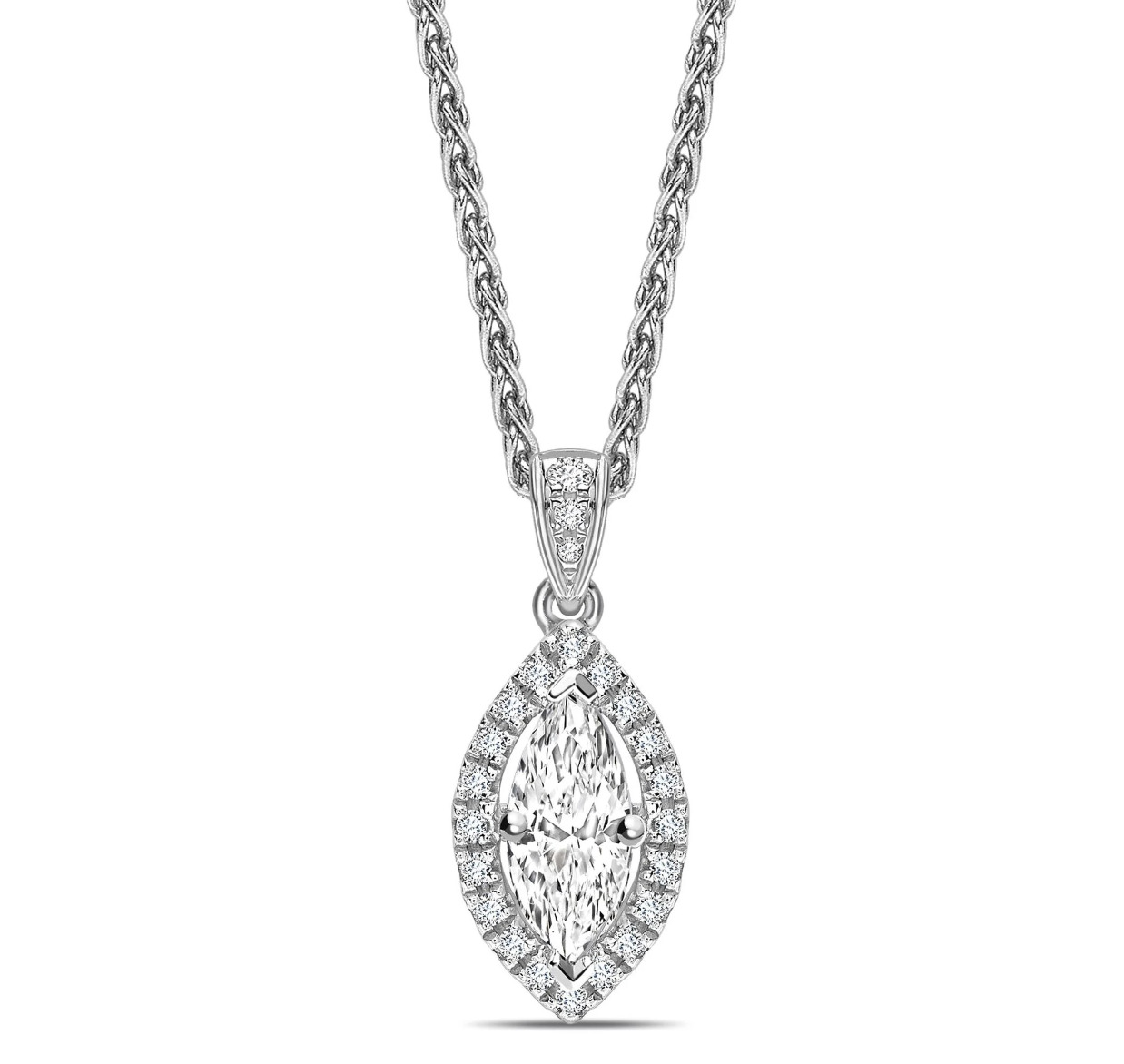 Marquises Cut Prong setting Drop Style Diamond Pendant