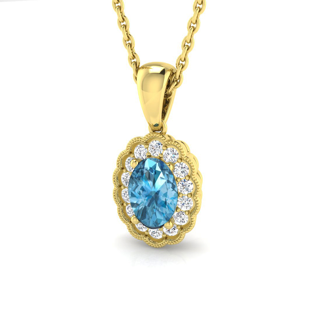 Vennissa Blue Topaz 4 Prong  Necklace