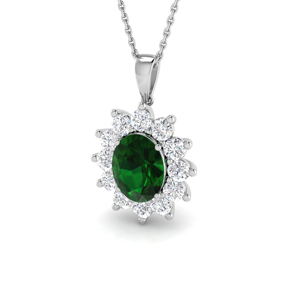 Royce Emerald Prong Set  Necklace