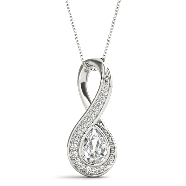 0.6 Ct Natural Diamond Pear Cut Bhranti  in Silver 925 with chain
