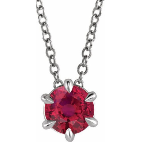 Rosarja Natural Ruby 6 Prong  Necklace