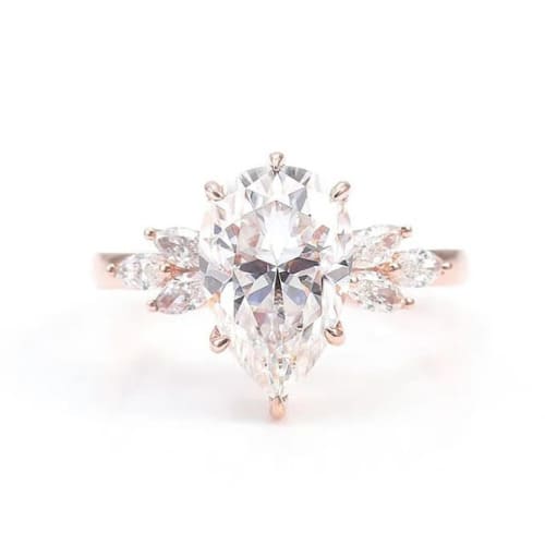 Coral Natural 6 Prong  Diamond Ring