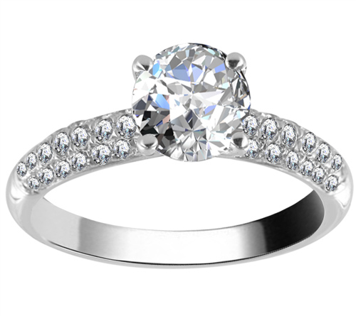 Vintage Engagement Ring With 2 Row Side Stones