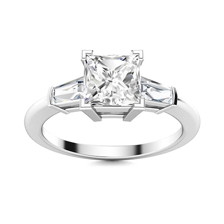 0.50 - 1.25 Carat Princess Cut Basket Set 3 Stone Diamond Ring
