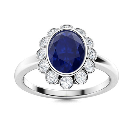 Nailani 1.00 Carat Blue Sapphire Bezel  Engagement Ring