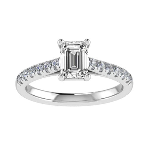 Stella Emereld Cut Side Stone Engagement Ring